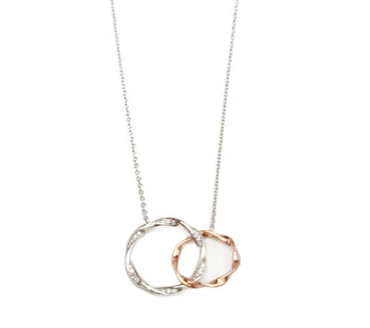 Cubic Zirconia Two Tone Circle Necklace