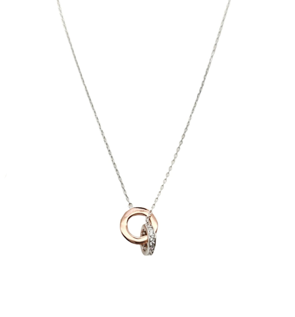 Two Tone Circle Pendant With Necklace
