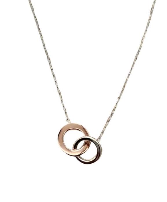 Two Tone Circle Pendant With Necklace