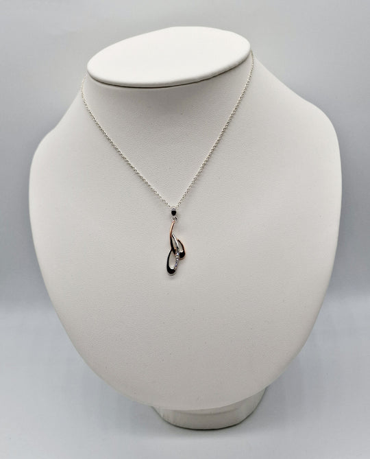 Two Tone Drop Pendant With CZ