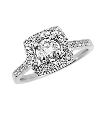 18k White Gold Brilliant Cut Diamond Cluster Ring