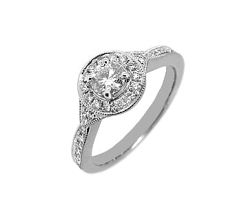 18k White Gold Brilliant Cut Diamond Cluster Ring