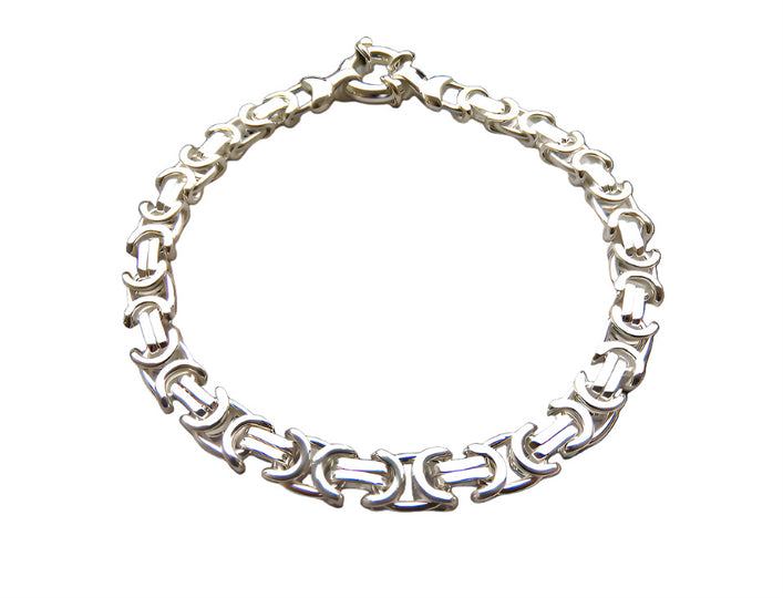 Handmade Sterling Silver Flat Byzantine Bracelet