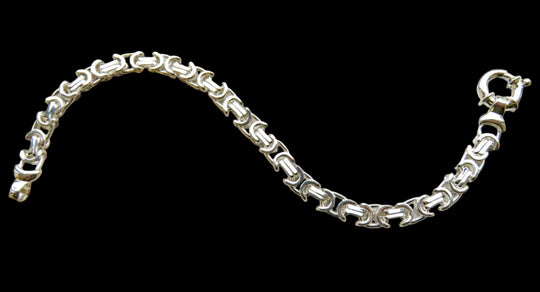 Handmade Sterling Silver Flat Byzantine Bracelet