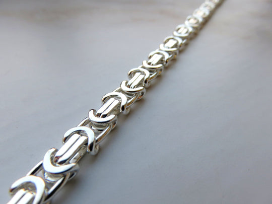 Handmade Sterling Silver Flat Byzantine Bracelet