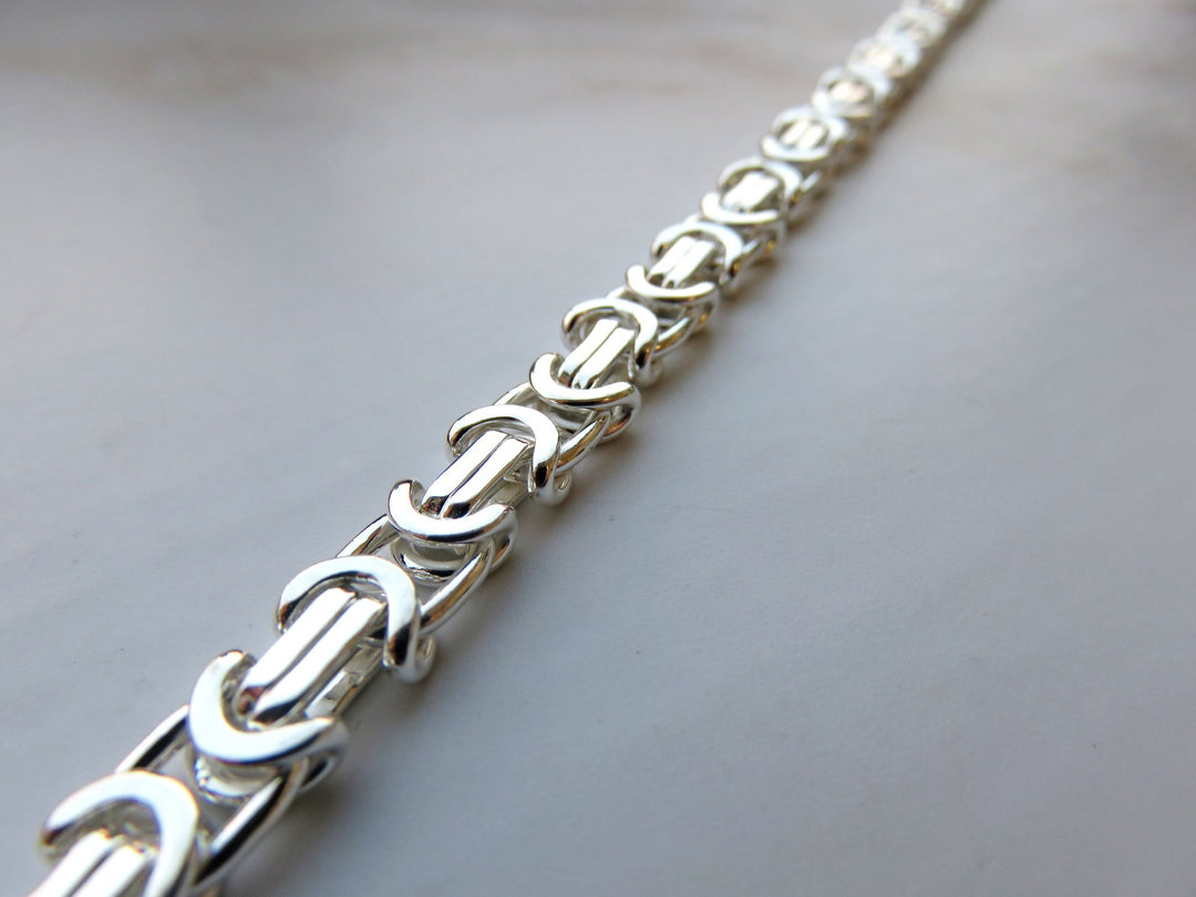 Handmade Sterling Silver Flat Byzantine Bracelet