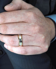 Gents Two Tone Yellow & White Gold Wedding Band