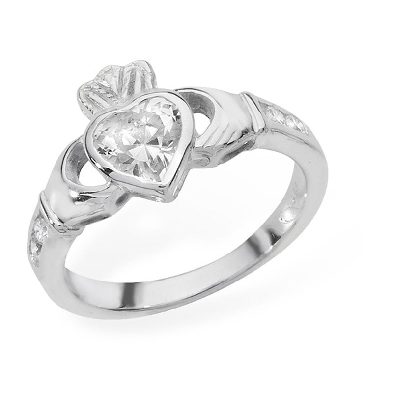 April Birthstone Claddagh Ring