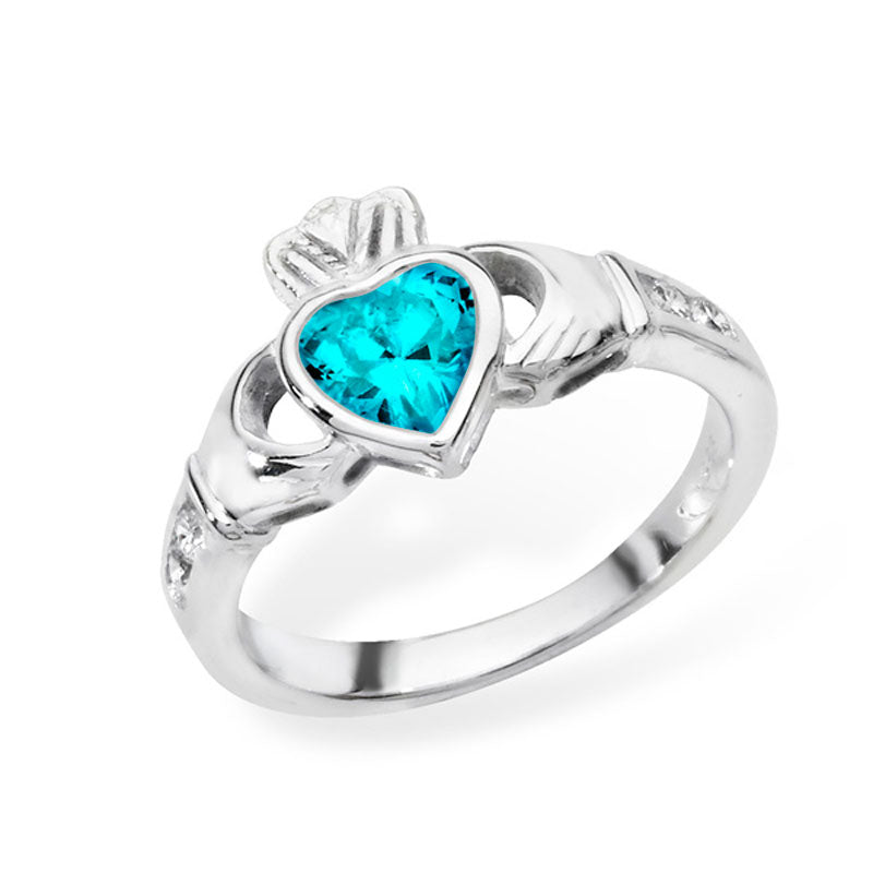 December Birthstone Claddagh Ring