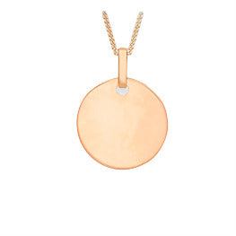 9ct Gold Plain Circle Disc with 18" Chain