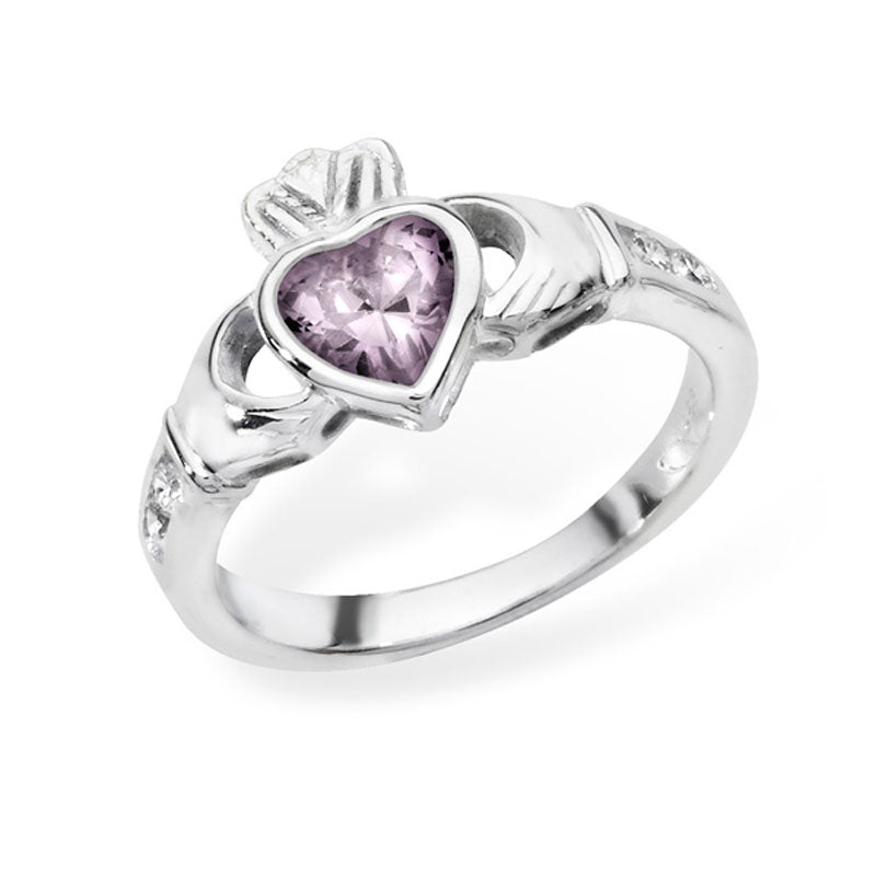 June Birthstone Claddagh Ring