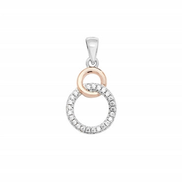 Sterling Silver & Rose Gold Two Tone Cubic Zirconia Ring Pendant