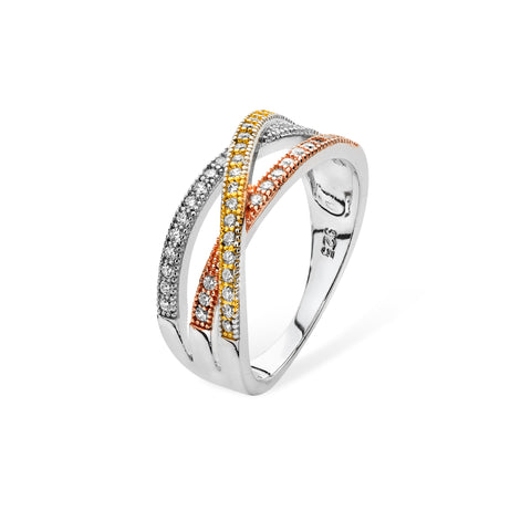 Sterling Silver Two Tone Overlap Ring