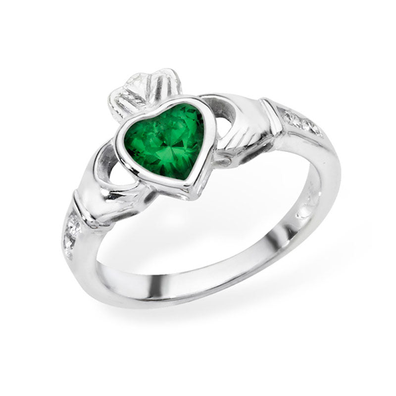 May Birthstone Claddagh Ring