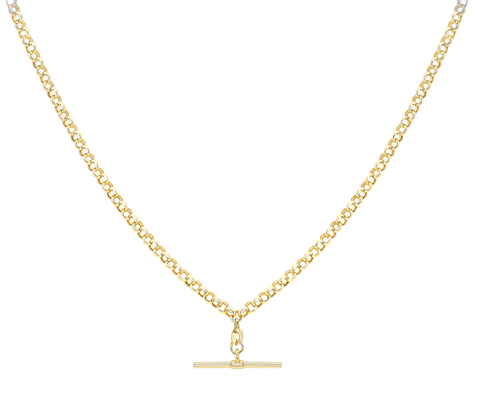 9ct Gold Belcher Chain With T-Bar & Albert Clasp Necklace