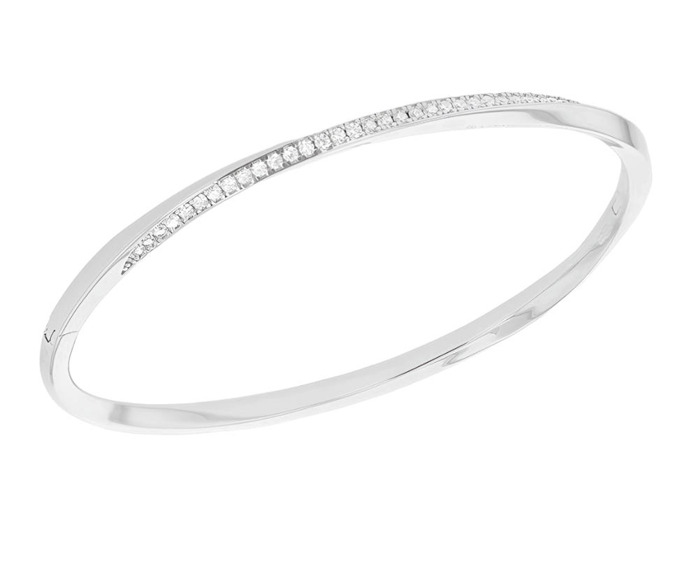 Sterling Silver Rhodium Plated Twisted Band Bangle
