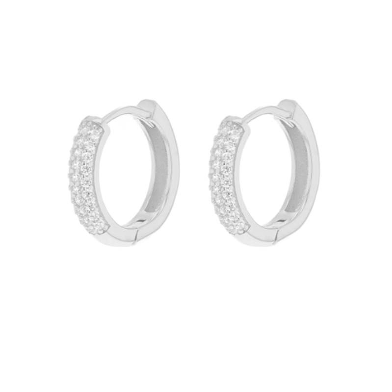 Sterling Silver Rhodium Plated Hoop Creole Earrings