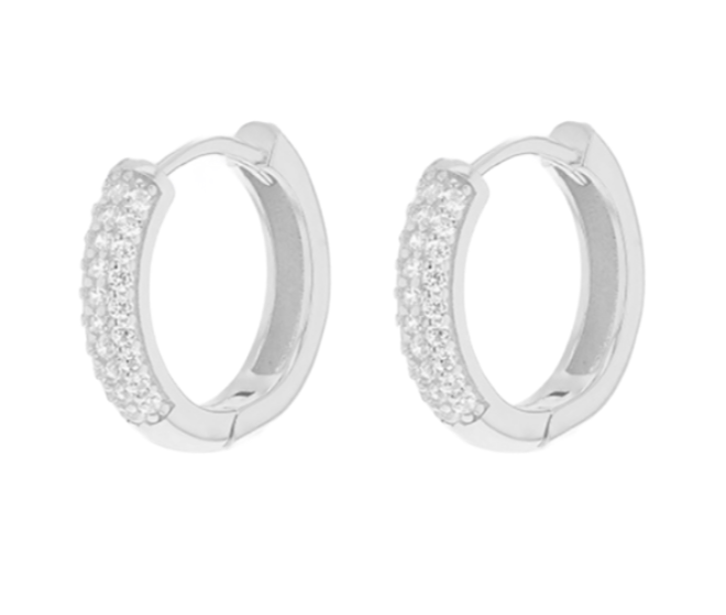 Sterling Silver Rhodium Plated Hoop Creole Earrings