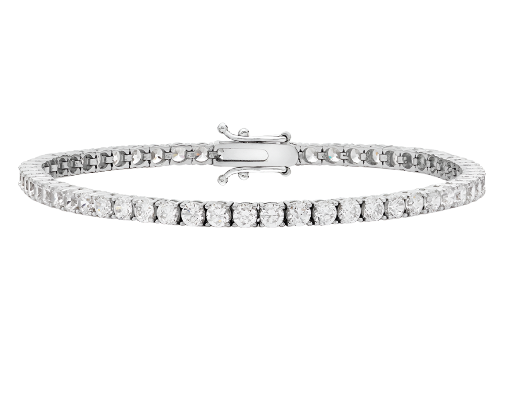 9ct White Gold Round Cubic Zirconia Tennis Bracelet