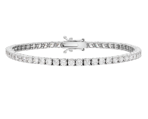 9ct White Gold Round Cubic Zirconia Tennis Bracelet