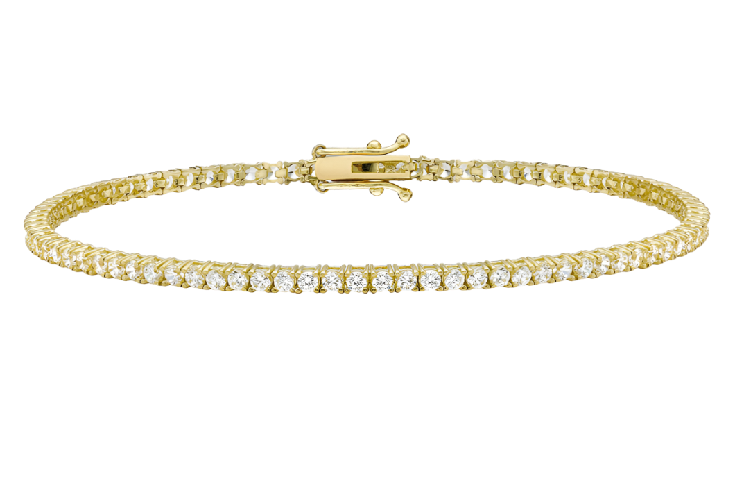 9ct Yellow Gold Round Tennis Bracelet