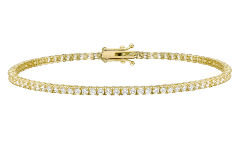 9ct Yellow Gold Round Tennis Bracelet
