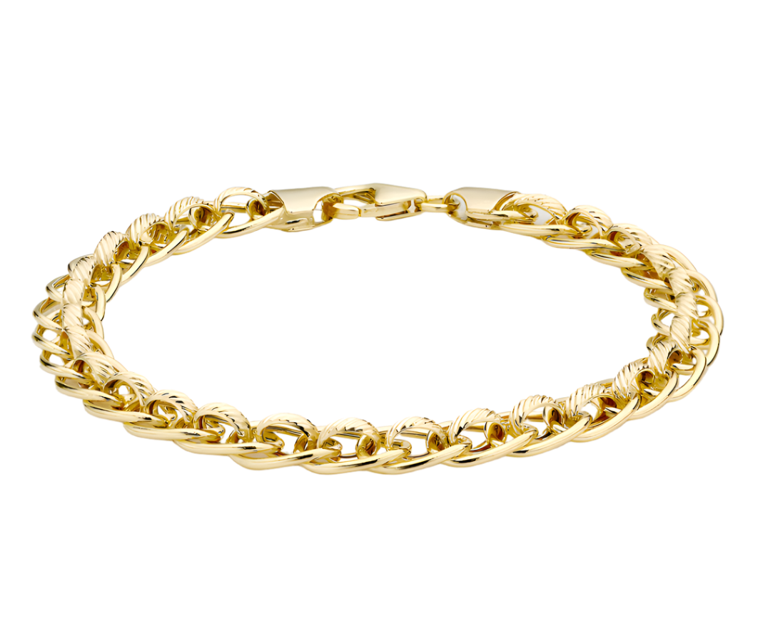 9ct Yellow Gold Textured Rollerball Bracelet