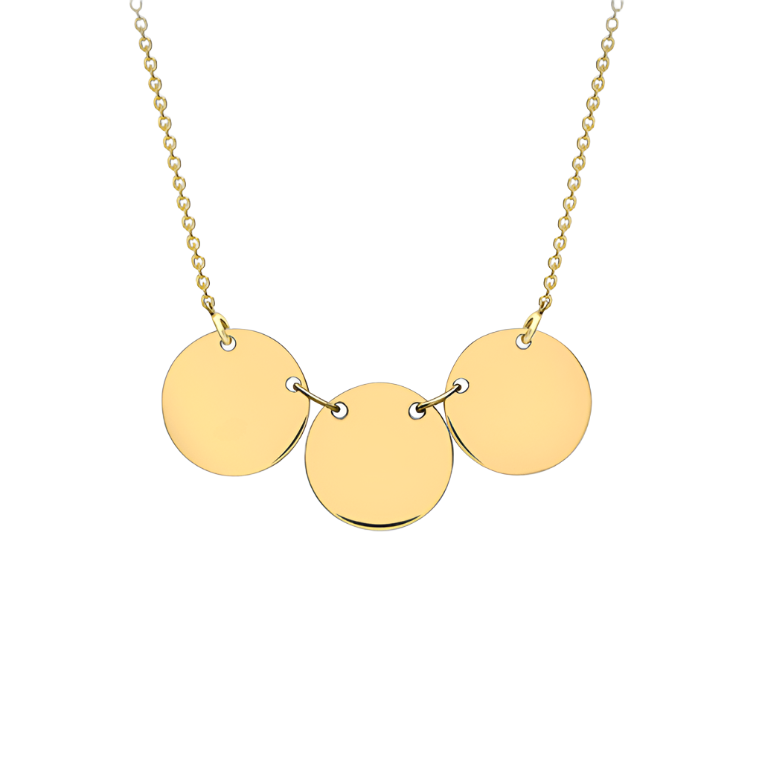 9ct Yellow Gold Triple Disc Adjustable Necklace