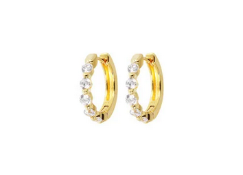 Cubic Zirconia Small Hoop Golden Earrings