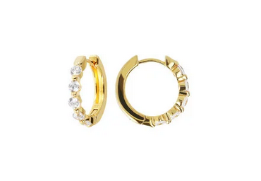 Cubic Zirconia Small Hoop Golden Earrings