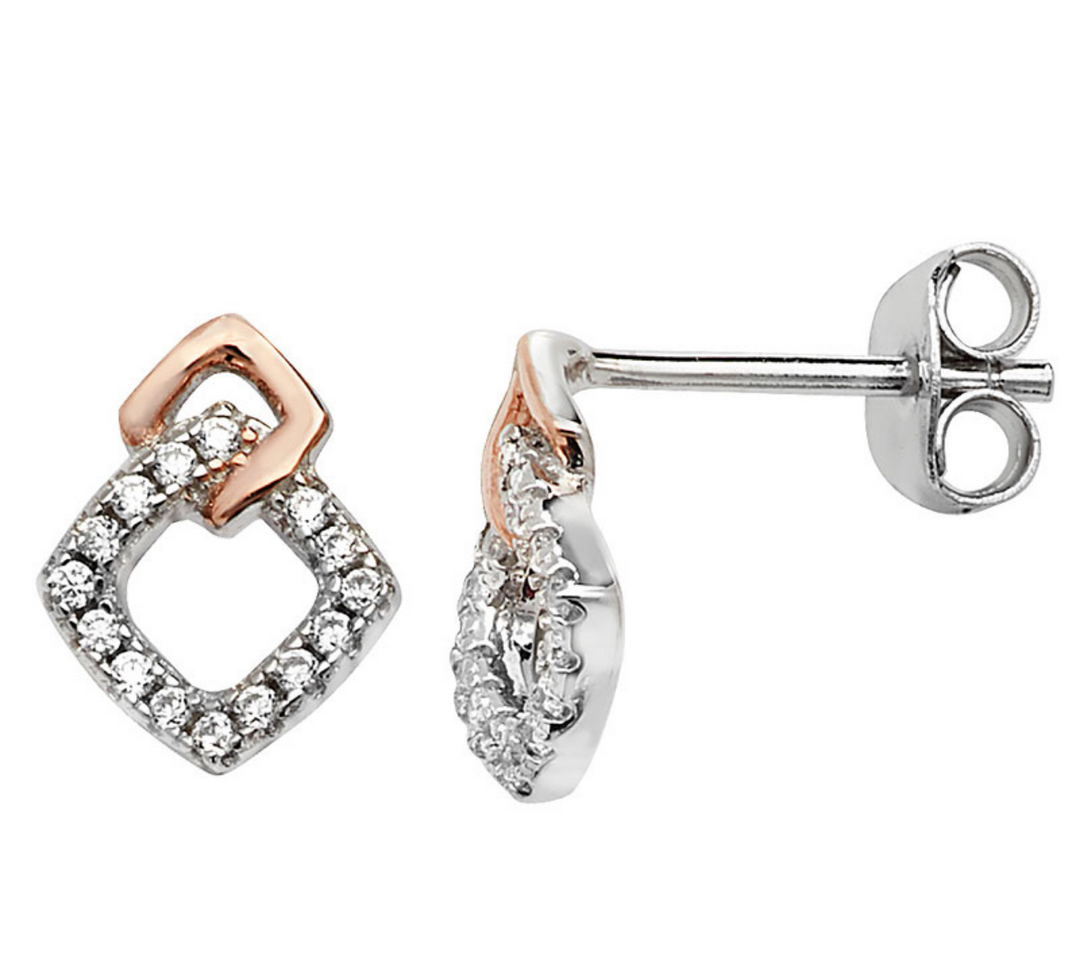 Rose Gold Plated CZ Earrings