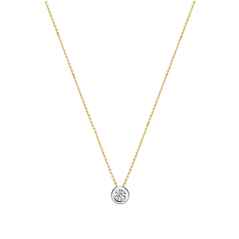 14ct Gold and White Gold with Zirconia Necklace