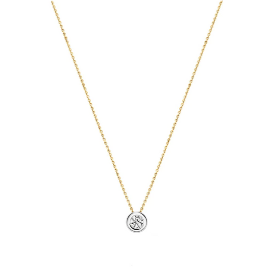 14ct Gold and White Gold with Zirconia Necklace