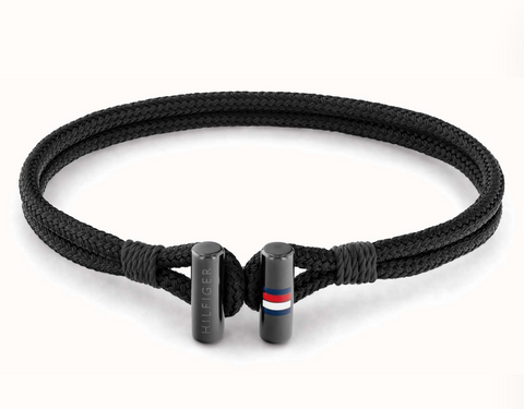Tommy Hilfiger Men's Nylon Black Wrapped Bracelet