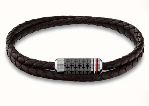 Tommy Hilfiger Wrap Braided Leather Bracelet Brown