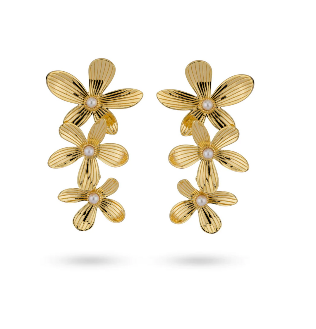 Flowershaped Statement Earrings With Pearls