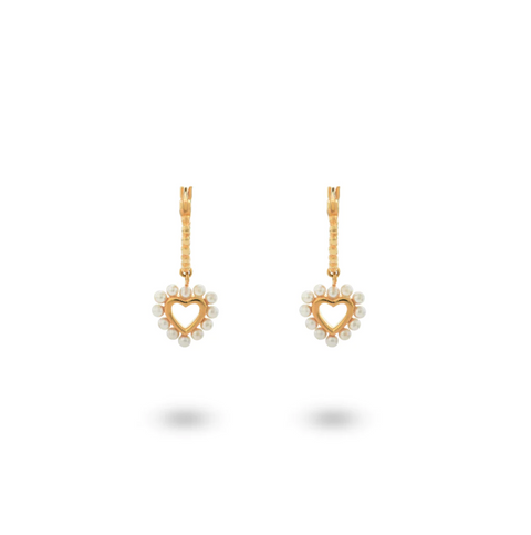 Earrings Heart Shaped With Pearls