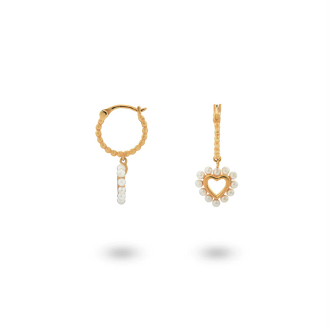 Earrings Heart Shaped With Pearls