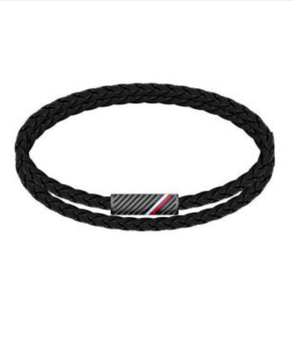 Twisted Adjustable Black Leather Bracelet