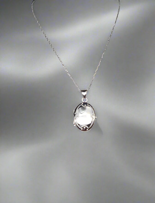 Sterling Silver Necklace With Oval Locket