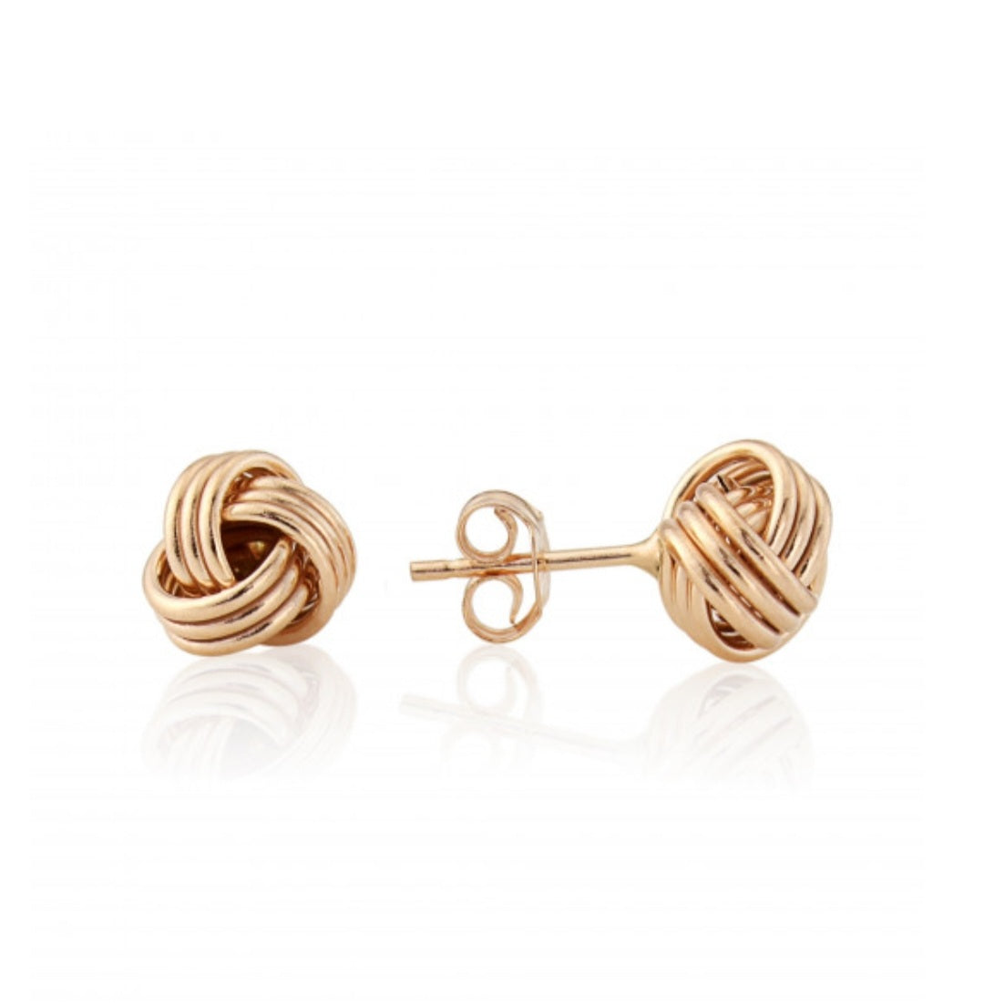 9ct Rose Gold Wool Mark Knot Earrings