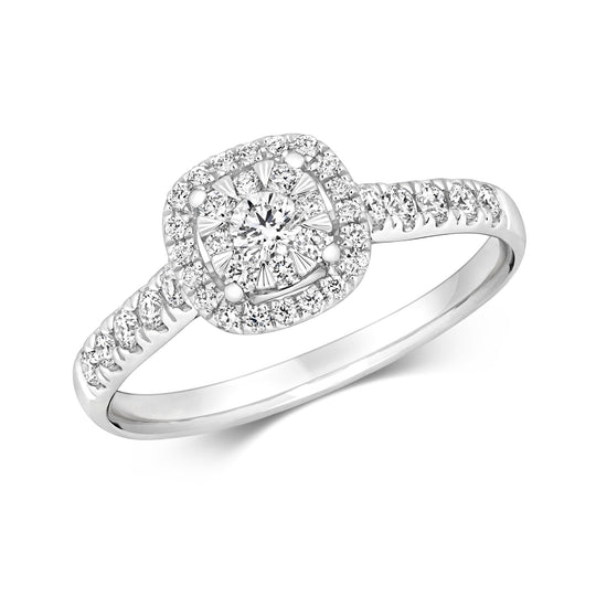 Cushion Halo Diamond Engagement Ring