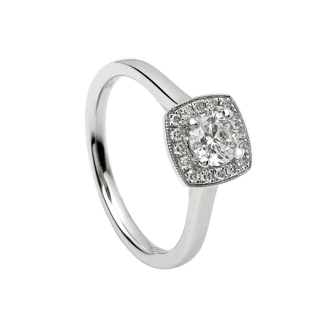 Cushion Shaped Round Halo Diamond Engagement Ring