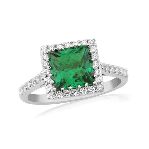 Waterford Emerald Centre Ring With White Surround