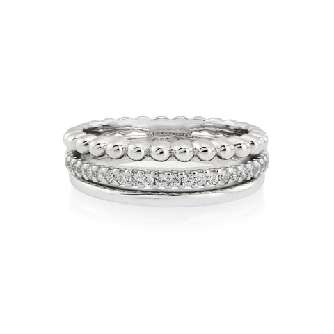 Waterford Crystal Silver Triple Band Ring