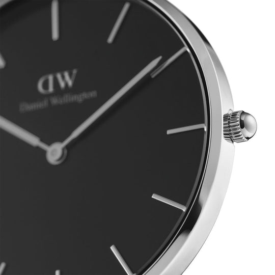 Classic Petite Sterling Watch With Black Dial