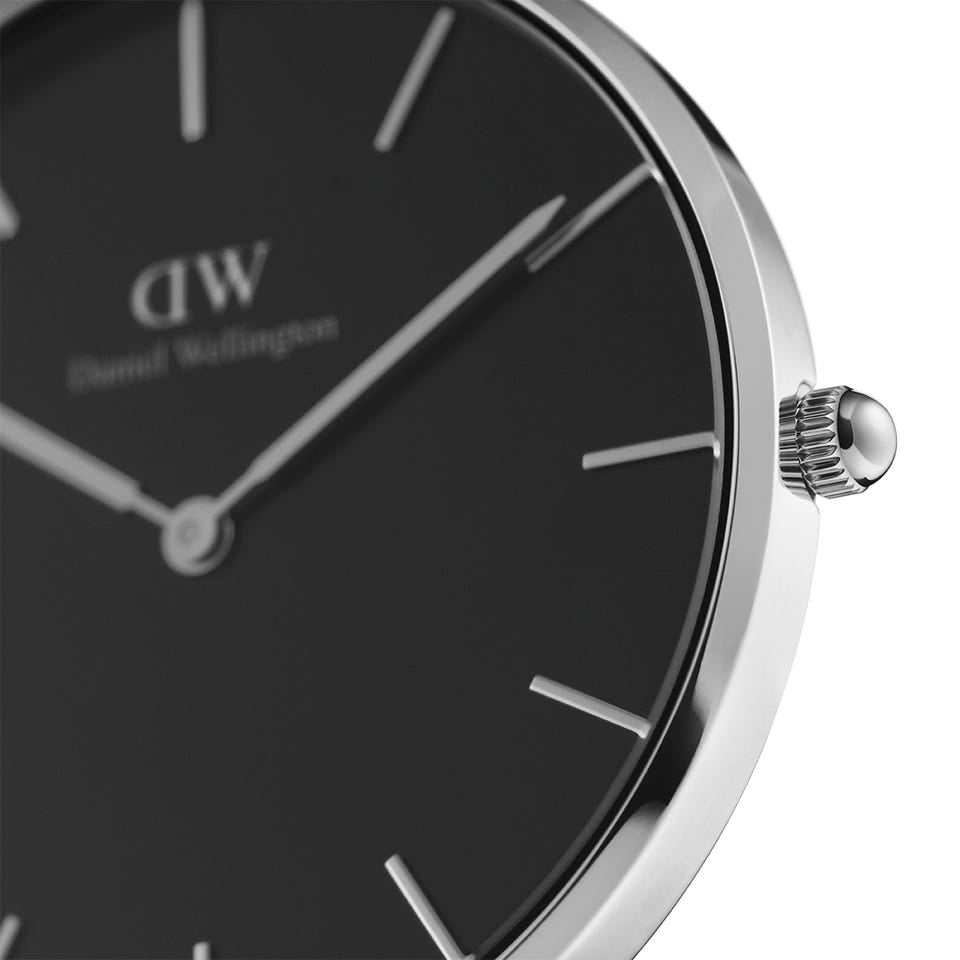 Classic Petite Sterling Watch With Black Dial