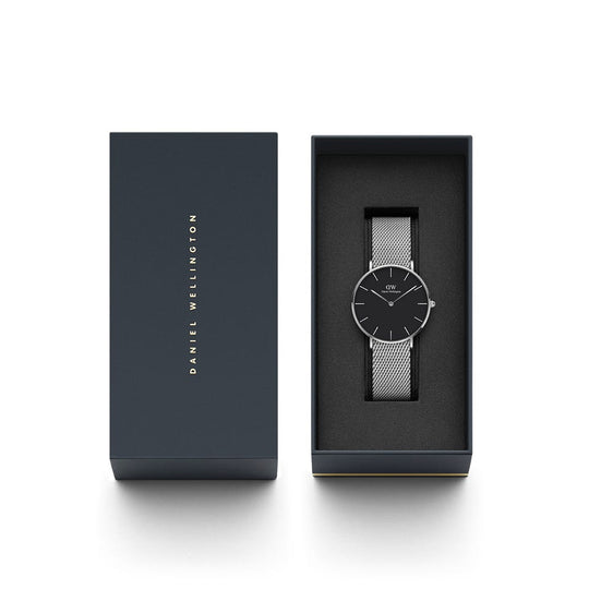 Classic Petite Sterling Watch With Black Dial