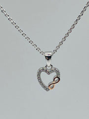 Two Tone Heart Pendant with CZ Detail