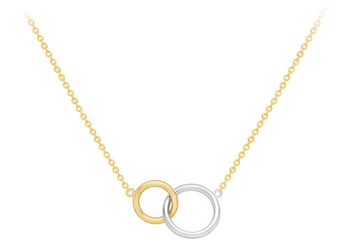 Two Colour Gold Linked Ring Necklace